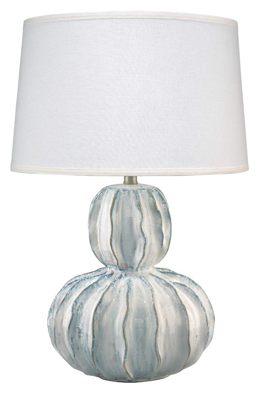 Jamie Young Company - Oceane Gourd Table Lamp in White Ceramic with Custom Cone Shade in White Linen - 9OCEAWHC131G