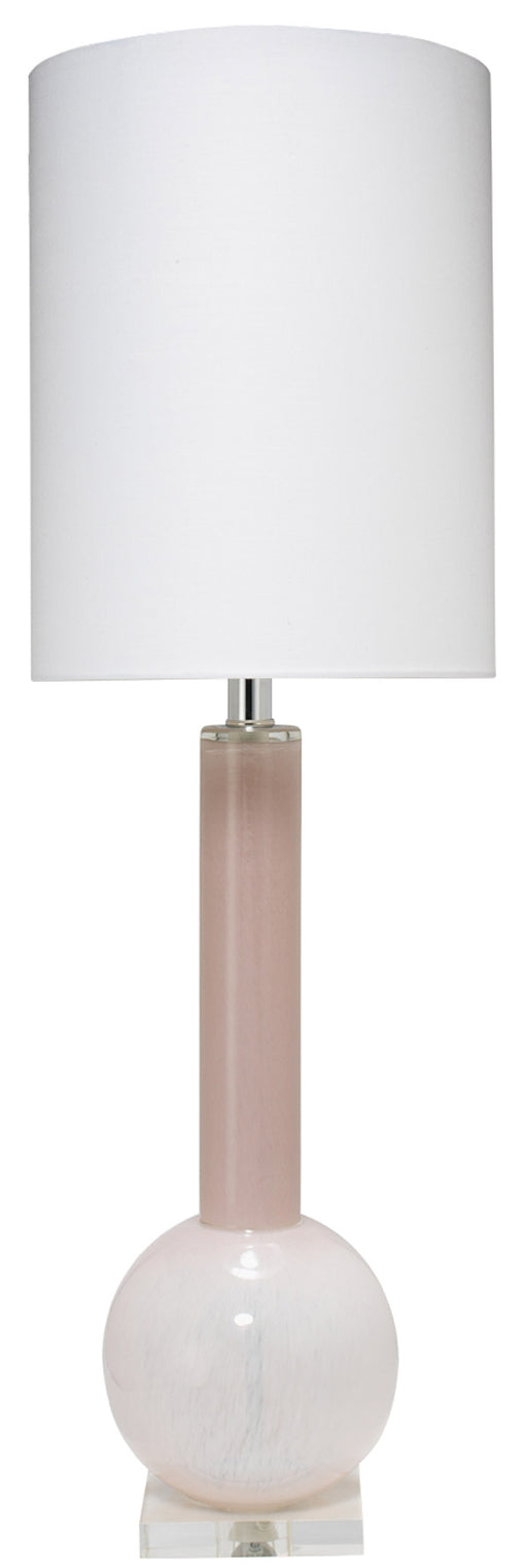 Jamie Young Company - Studio Table Lamp in Petal Pink Glass with Tall Thin Drum Shade in White Linen - 9STUDPPD131T
