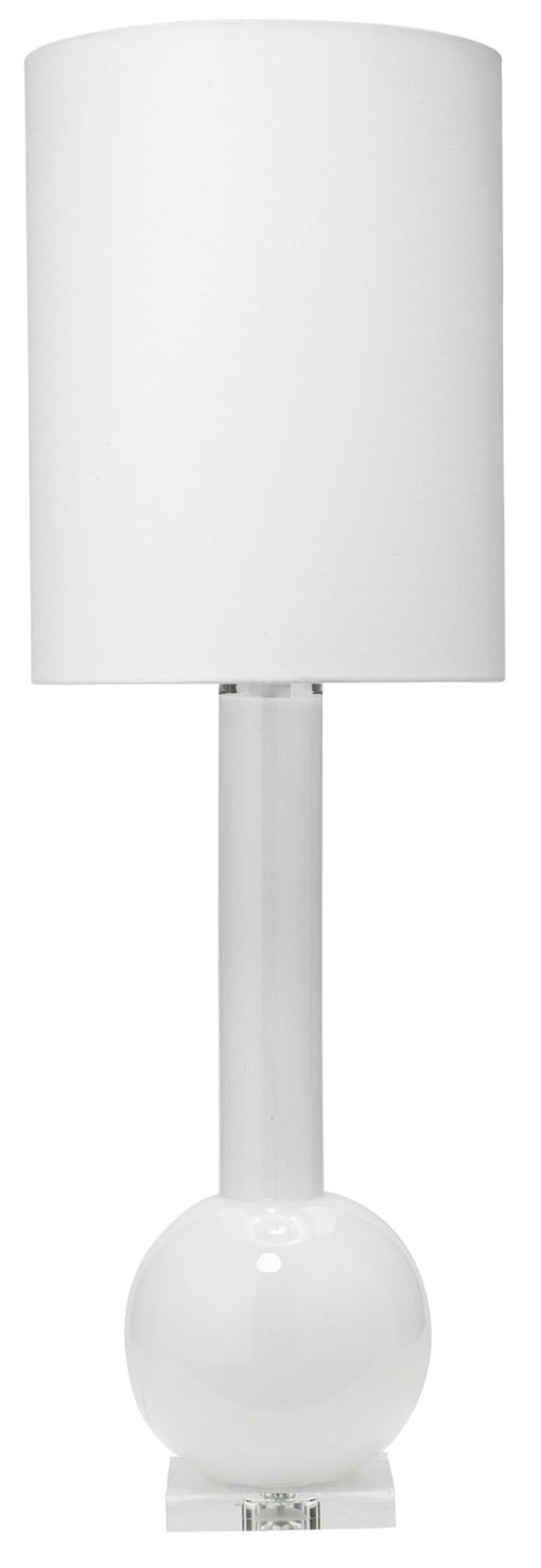 Jamie Young Company - Studio Table Lamp in White Glass with Tall Thin Drum Shade in White Linen - 9STUDWHD131T - GreatFurnitureDeal