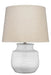Jamie Young Company - Wide Trace Table Lamp in White Ceramic with Large Cone Shade in Natural Linen - 9TRACESMTLWH - GreatFurnitureDeal