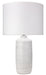 Jamie Young Company - Trace Table Lamp in White Ceramic with Large Drum Shade in White Linen - 9TRACWHD131L