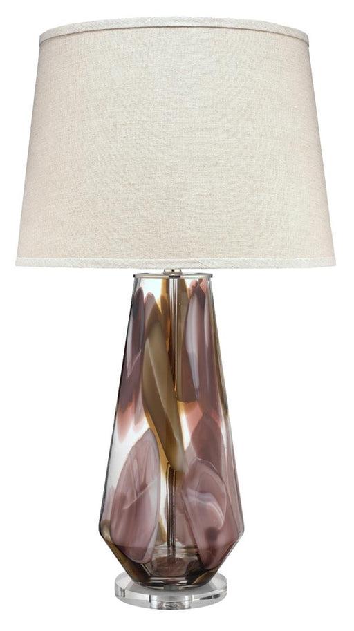 Jamie Young Company - Watercolor Table Lamp in Plum Glass with Cone Shade in Natural Linen - 9WATERTLPLUM - GreatFurnitureDeal