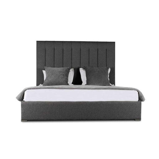 Nativa Interiors - Moyra Vertical Channel Tufted Upholstered High King Charcoal Bed - BED-MOYRA-VC-HI-KN-PF-CHARCOAL - GreatFurnitureDeal