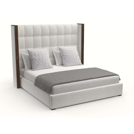 Nativa Interiors - Irenne Box Tufted Upholstered Medium King Off White Bed - BED-IRENNE-BOX-MID-KN-PF-WHITE - GreatFurnitureDeal