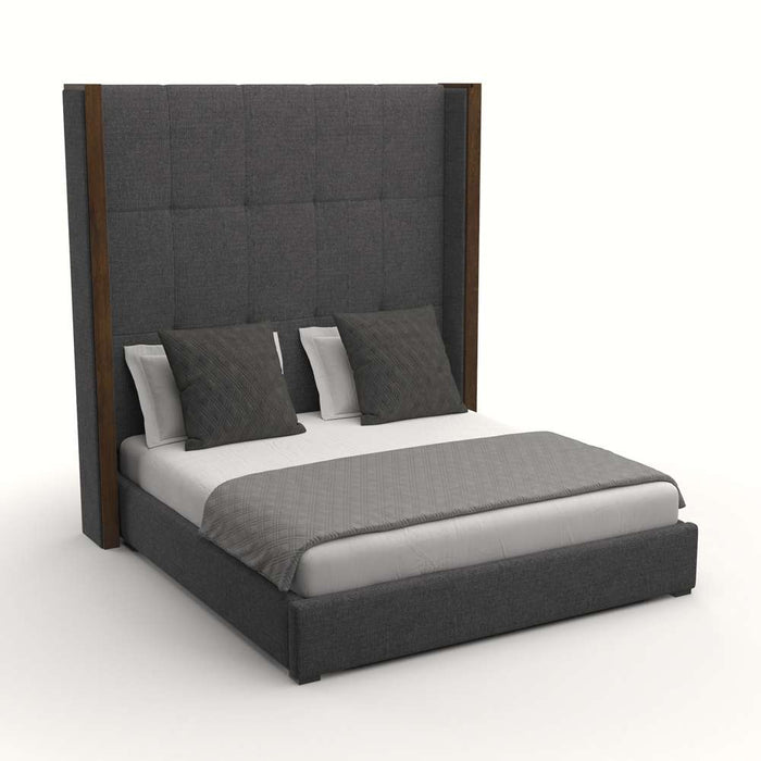 Nativa Interiors -  Irenne Button Tufted Upholstered High King Grey Bed - BED-IRENNE-BTN-HI-KN-PF-GREY