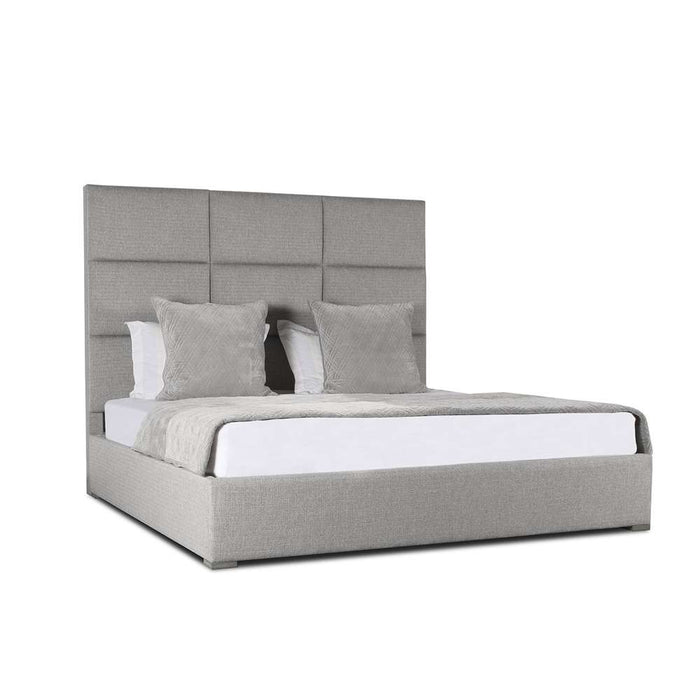 Nativa Interiors - Moyra Square Tufted Upholstered High Queen Grey Bed - BED-MOYRA-SQ-HI-QN-PF-GREY - GreatFurnitureDeal