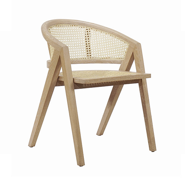 Worlds Away - Cane Barrel Back Dining Chair in Cerused Oak - ALDEN WH