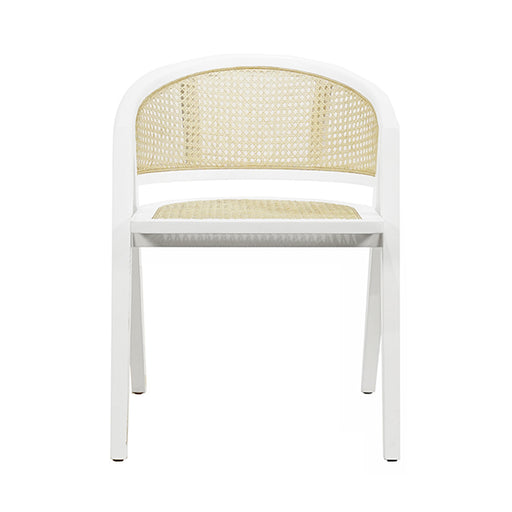 Worlds Away - Cane Barrel Back Dining Chair in Matte White Lacquer - AERO WH - GreatFurnitureDeal