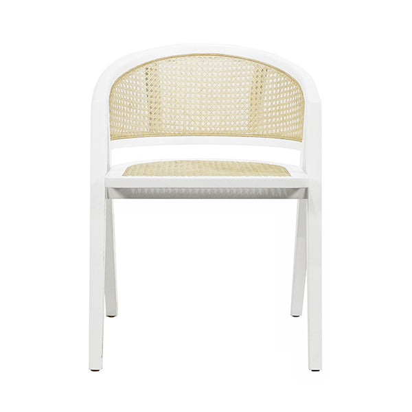 Worlds Away - Cane Barrel Back Dining Chair in Matte White Lacquer - AERO WH