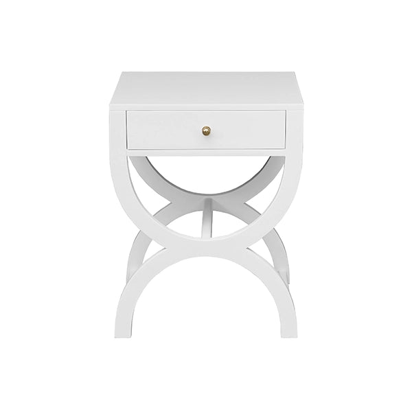Worlds Away - One Drawer Side Table In White Lacquer - ALEXIS WH - GreatFurnitureDeal