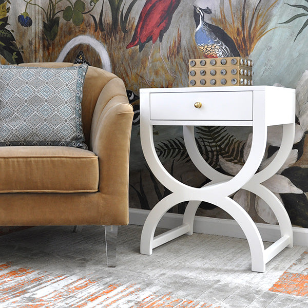 Worlds Away - One Drawer Side Table In White Lacquer - ALEXIS WH
