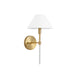 Worlds Away - Alfie One Light Sconce with White Linen Coolie Shade in Brushed Brass And White Lacquer - ALFIE WH - GreatFurnitureDeal