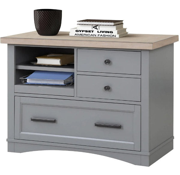 Parker House - Americana Modern Dove Functional File with Power Center - AME#342F-DOV - GreatFurnitureDeal