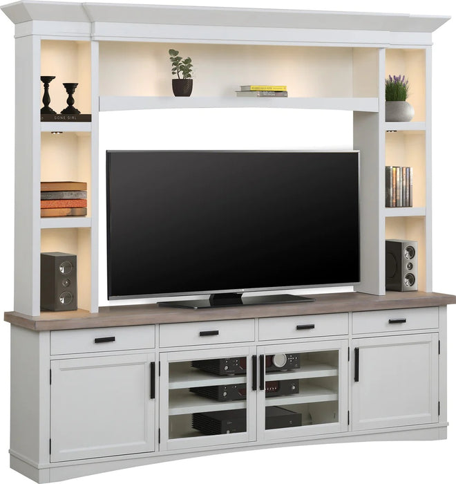 Parker House - Americana Modern 92" TV Console with Hutch and LED Lights in Cotton - AME#92-3-COT - GreatFurnitureDeal