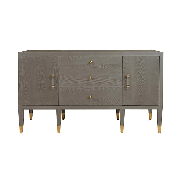 Worlds Away - Buffet With Acrylic And Brass Hardware In Smoke Grey Oak - AMHERST SG