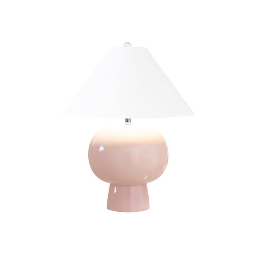 Worlds Away - Annie Bulb Shape Ceramic Table Lamp With White Linen Coolie Shade in Blush- ANNIE BLUSH - GreatFurnitureDeal