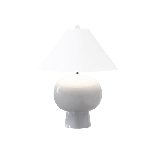 Worlds Away - Annie Bulb Shape Ceramic Table Lamp With White Linen Coolie Shade in Light Grey - ANNIE LGRY - GreatFurnitureDeal