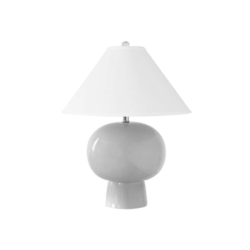 Worlds Away - Annie Bulb Shape Ceramic Table Lamp With White Linen Coolie Shade in Light Grey - ANNIE LGRY - GreatFurnitureDeal