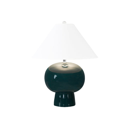 Worlds Away - Annie Bulb Shape Ceramic Table Lamp With White Linen Coolie Shade in Teal Green - ANNIE TG - GreatFurnitureDeal