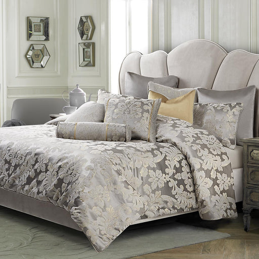 AICO Furniture - Assisi 10 Piece King Comforter Set"Platinum - BCS-KS10-ASISI-PLT - GreatFurnitureDeal