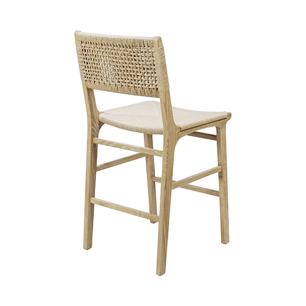 Worlds Away - Woven Back Counter Stool With Rush Seat In Cerused Oak - ASTRID CO
