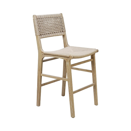 Worlds Away - Woven Back Counter Stool With Rush Seat In Cerused Oak - ASTRID CO - GreatFurnitureDeal