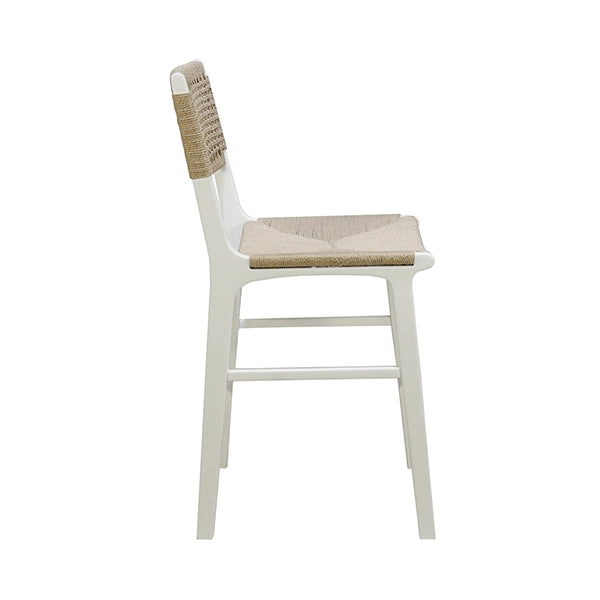 Worlds Away - Woven Back Counter Stool With Rush Seat In Matte White Lacquer - ASTRID WH