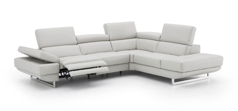 J&M Furniture - The Annalaise Recliner Leather Left Hand Chaise Sectional in Silver Gre - 19922-LHFC