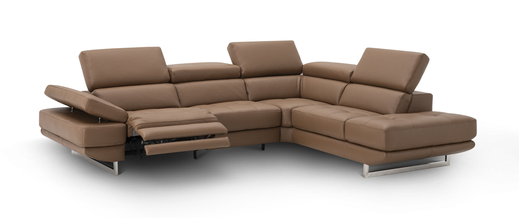 J&M Furniture - The Annalaise Recliner Leather Right Hand Chaise Sectional in Caramel - 19944-RHFC - GreatFurnitureDeal