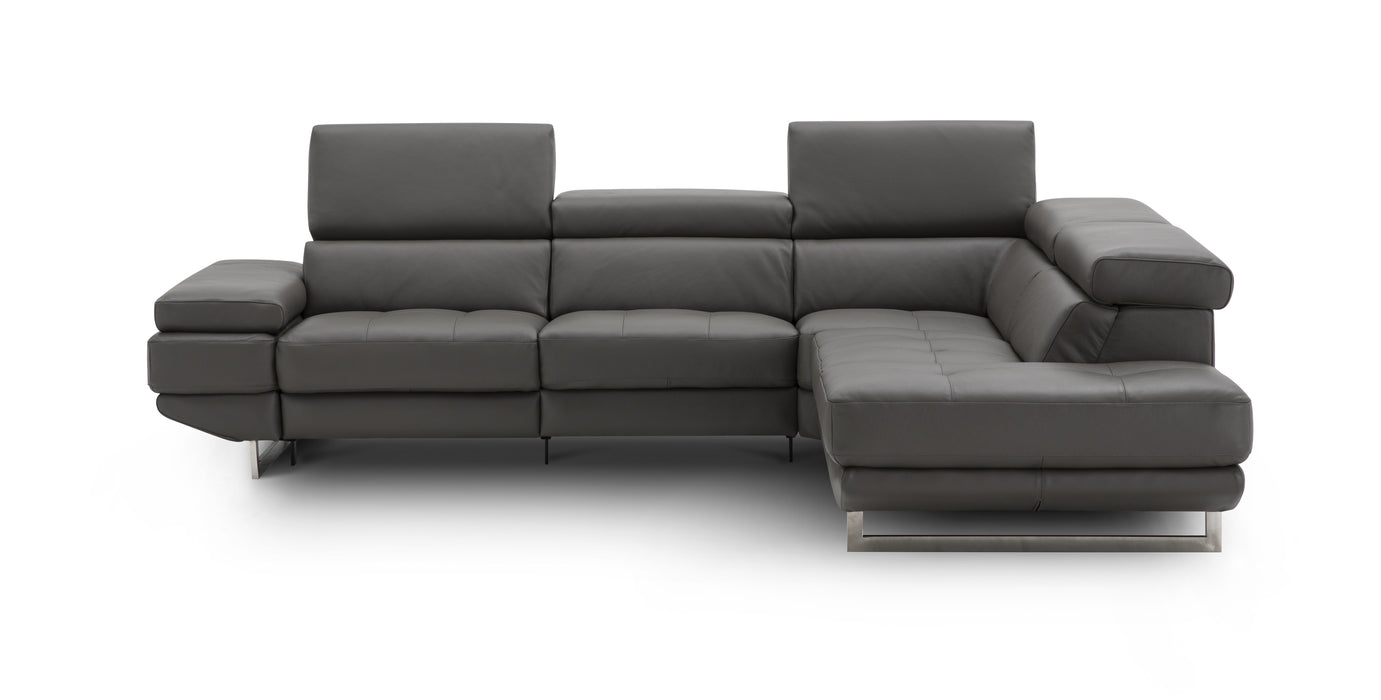 J&M Furniture - The Annalaise Recliner Leather Right Hand Chaise Sectional in Dark Grey - 19933-RHFC