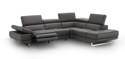 J&M Furniture - The Annalaise Recliner Leather Left Hand Chaise Sectional in Dark Grey - 19944-RHFC - GreatFurnitureDeal