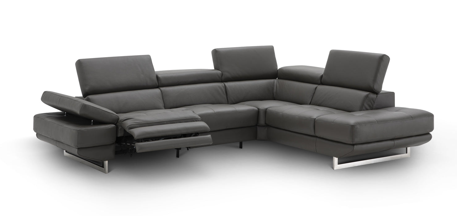 J&M Furniture - The Annalaise Recliner Leather Left Hand Chaise Sectional in Dark Grey - 19933-LHFC