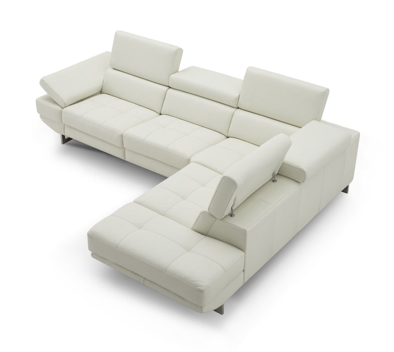 J&M Furniture - The Annalaise Recliner Leather Left Hand Chaise Sectional in Snow White - 19966-L