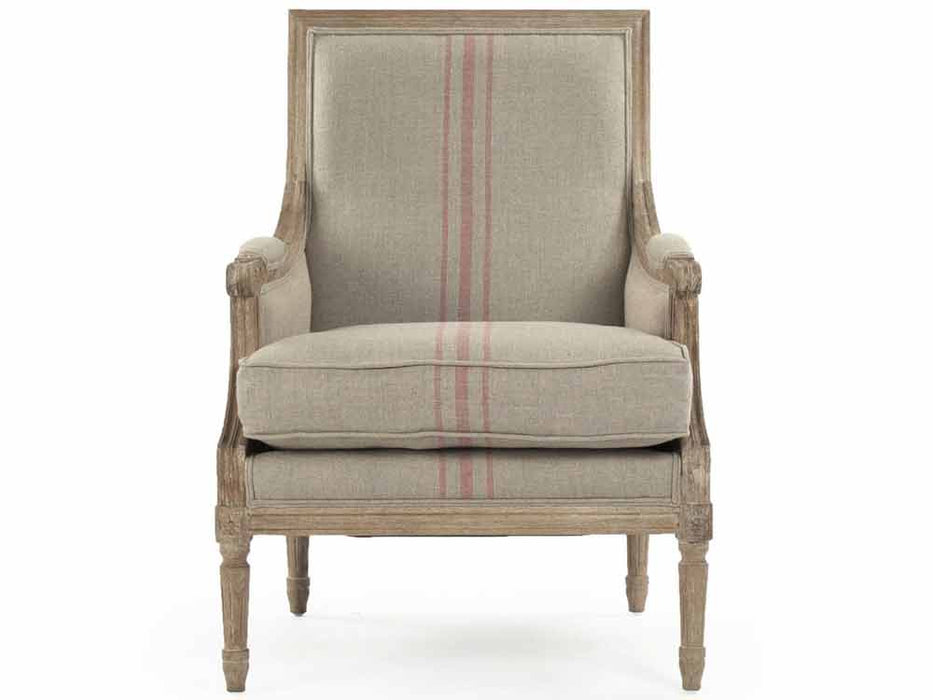 Zentique - Louis Khaki / Red Stripe Accent Chair - B007 E272 A034 Red Stripe - GreatFurnitureDeal