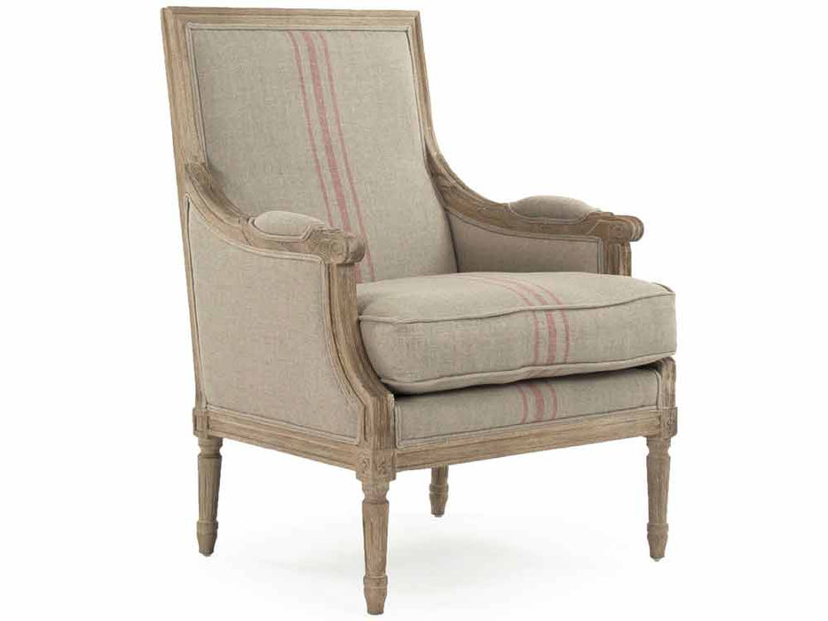 Zentique - Louis Khaki / Red Stripe Accent Chair - B007 E272 A034 Red Stripe