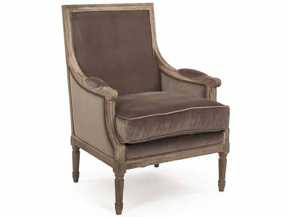 Zentique - Louis Brown Velvet Accent Chair - B007 E272 V011