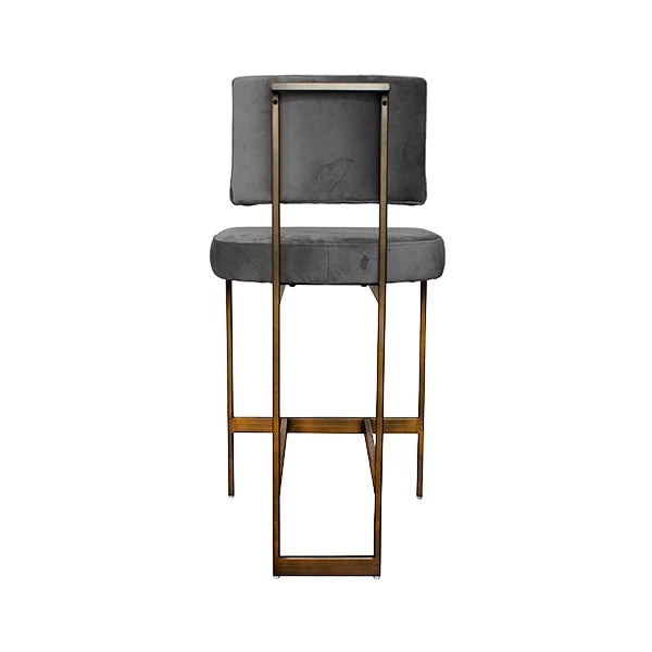 Worlds Away - Baylor Modern Counter Stool With Grey Velvet Cushion In Bronze - BAYLOR BGRY