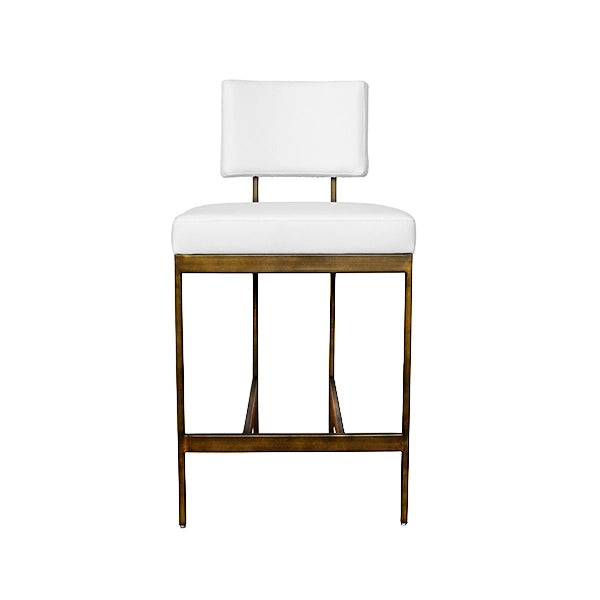 Worlds Away - Baylor Modern Counter Stool With White Vinyl Cushion In Bronze - BAYLOR BWH - GreatFurnitureDeal