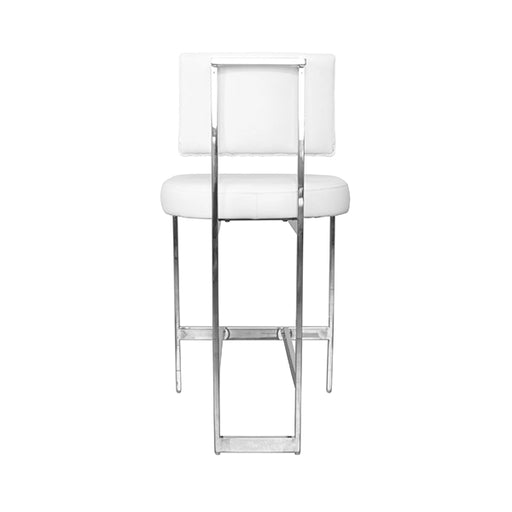 Worlds Away - Baylor Modern Counter Stool With White Vinyl Cushion In Nickel - BAYLOR NWH - GreatFurnitureDeal