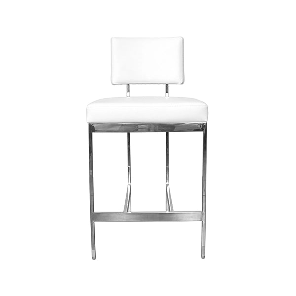 Worlds Away - Baylor Modern Counter Stool With White Vinyl Cushion In Nickel - BAYLOR NWH