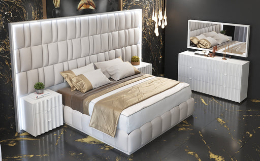 ESF FURNITURE - Orion 3 Piece Queen Size Bedroom Set in White with Light - ORIONQS-3SET - GreatFurnitureDeal