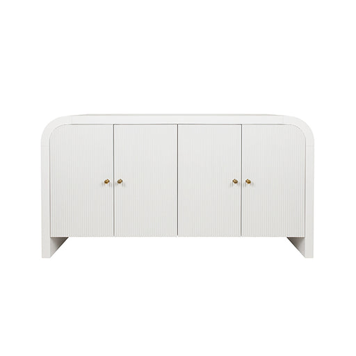 Worlds Away - Waterfall Edge Buffet With Fluted Door Front in White Glossy Lacquer - BELMONT WH - GreatFurnitureDeal