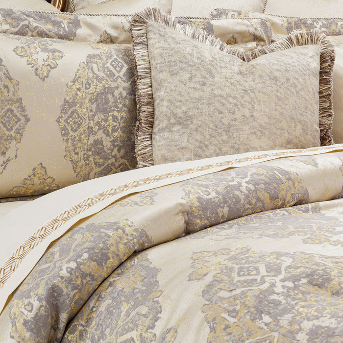 AICO Furniture - Bennett 9 Piece Queen Comforter Set"Champagne - BCS-QS09-BENNET-CMP - GreatFurnitureDeal
