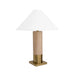 Worlds Away - Bishop Brushed Brass Base Table Lamp With White Linen Coolie Shade in Cerused Oak - BISHOP CO - GreatFurnitureDeal