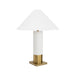 Worlds Away - Bishop Brushed Brass Base Table Lamp With White Linen Coolie Shade in White Lacquer - BISHOP WH - GreatFurnitureDeal