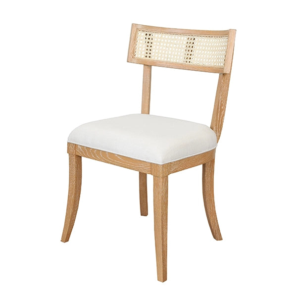 Worlds Away - Klismos Dining Chair With Cane Detail In Cerused Oak - BRITTA CO
