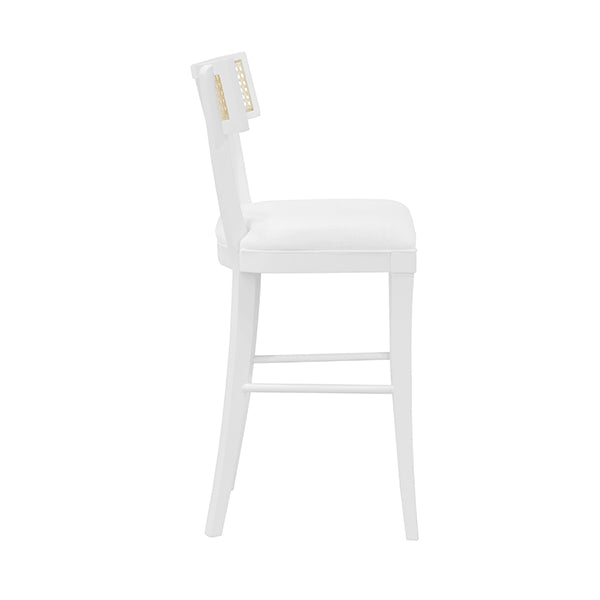 Worlds Away - Britta Klismos Counter Stool With Cane Detail in Matte White Lacquer - BRITTA CS WH - GreatFurnitureDeal