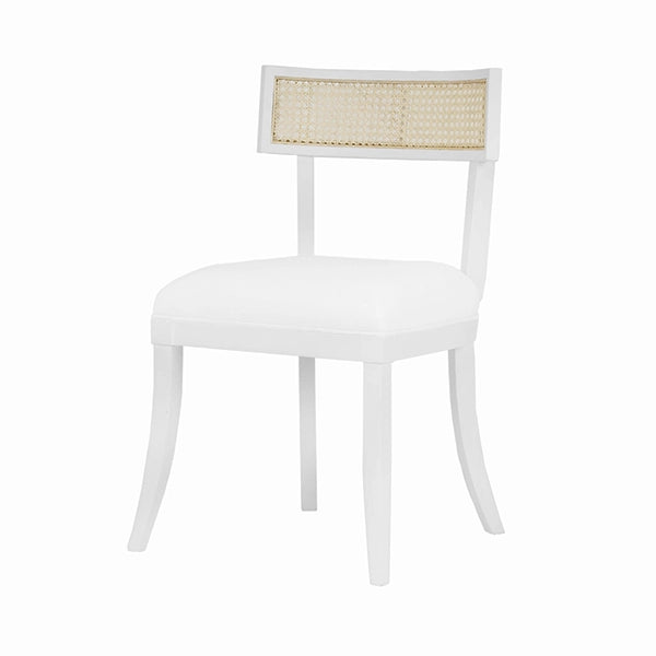 Worlds Away - Klismos Dining Chair With Cane Detail In Matte White Lacquer - BRITTA WH