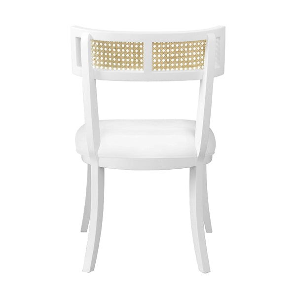 Worlds Away - Klismos Dining Chair With Cane Detail In Matte White Lacquer - BRITTA WH