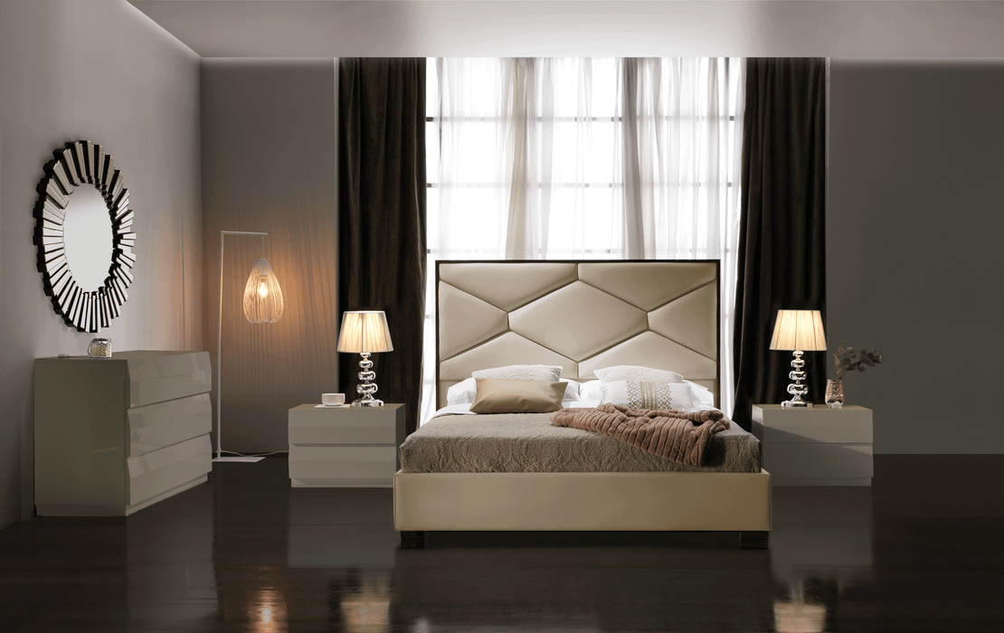 ESF Furniture - Martina 5 Piece Queen Storage Bedroom Set in Beige - MARTINABEDQS-M152-C152-E100
